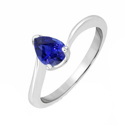 Dames Edelsteen Solitaire Peer Blauwe Saffier Sieraden Ring 1,50 Karaat