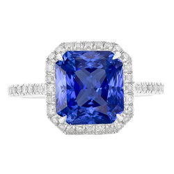 Dames Halo Diamanten Sieraden Ceylon Sapphire Prong Set Goud 5 Karaat