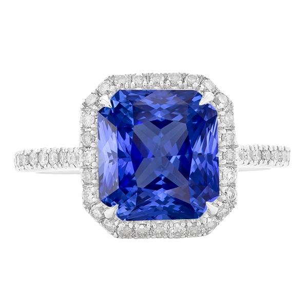Dames Halo Diamanten Sieraden Ceylon Sapphire Prong Set Goud 5 Karaat - harrychadent.nl