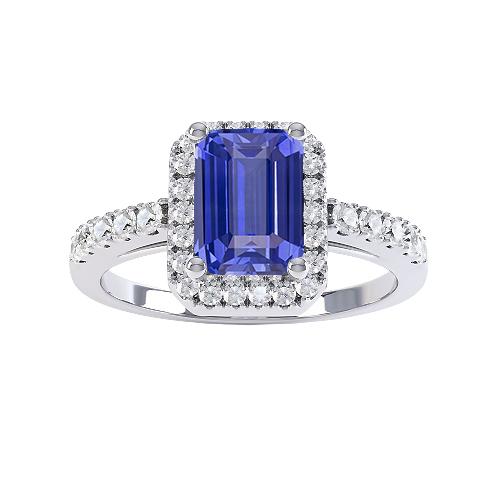 Dames Halo Emerald Blue Sapphire Ring 4 karaat diamanten sieraden - harrychadent.nl