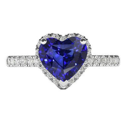 Dames Halo Heart Srilanka Sapphire Ring & Diamonds 3,50 karaat