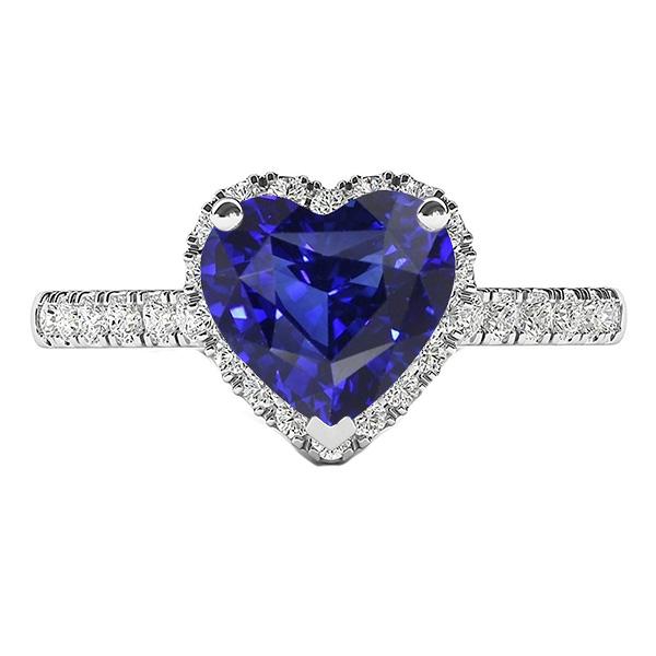 Dames Halo Heart Srilanka Sapphire Ring & Diamonds 3,50 karaat - harrychadent.nl