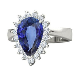 Dames Halo Jubileumring Bloemstijl Ceylon Sapphire 5 Karaat