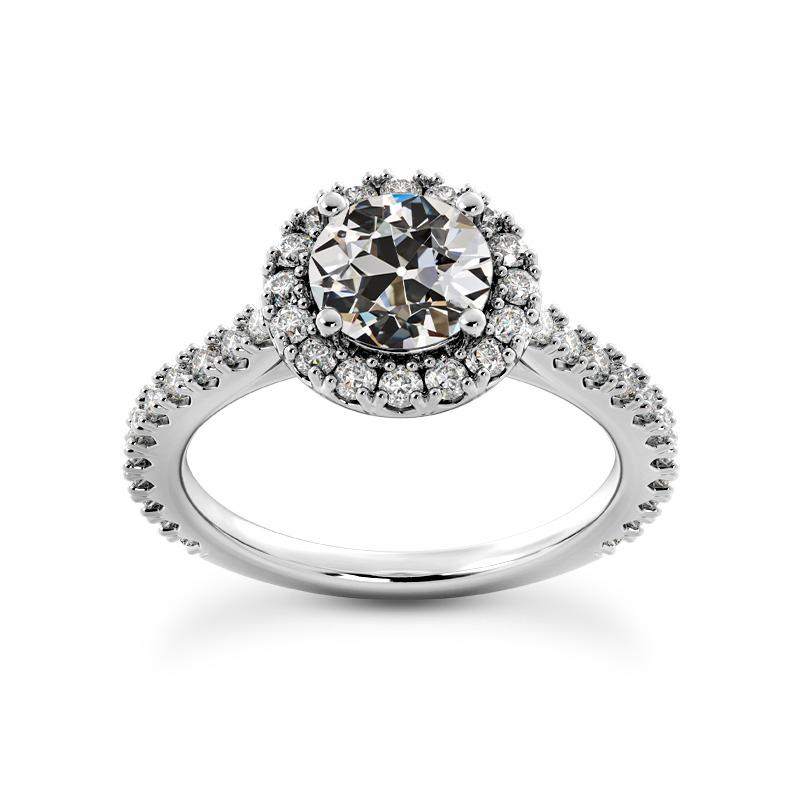 Dames Halo Old Cut Diamond Ring met accenten 5 karaat goud - harrychadent.nl