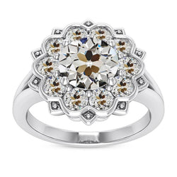 Dames Halo Ring Rond Old Miner Diamond Star Style Goud 9 Karaat