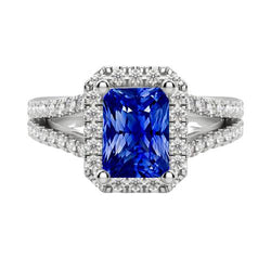 Dames Halo Ring Ronde Diamant Stralende Geslepen Saffier Sieraden 3.50 Karaat