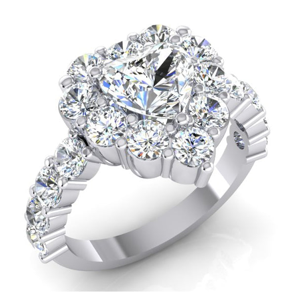 Dames Hart Diamanten Halo Ontwerper Ring