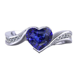 Dames Hart Edelsteen Ceylon Sapphire Ring Spanning Stijl 3 Karaat