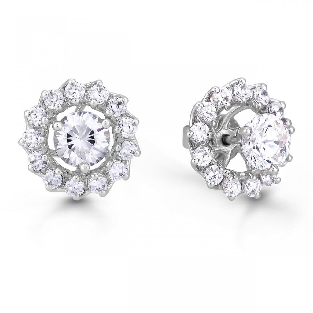 Dames Jassen Studs Halo Earring Ronde snede 1,30 Karaat Wit Goud 14K - harrychadent.nl