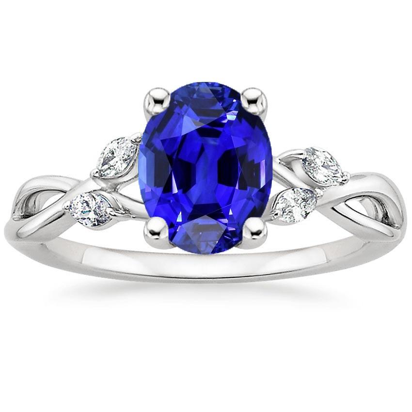 Dames Jubileumring Ovaal Blauwe Saffier & Marquise Diamant 6 Karaat - harrychadent.nl