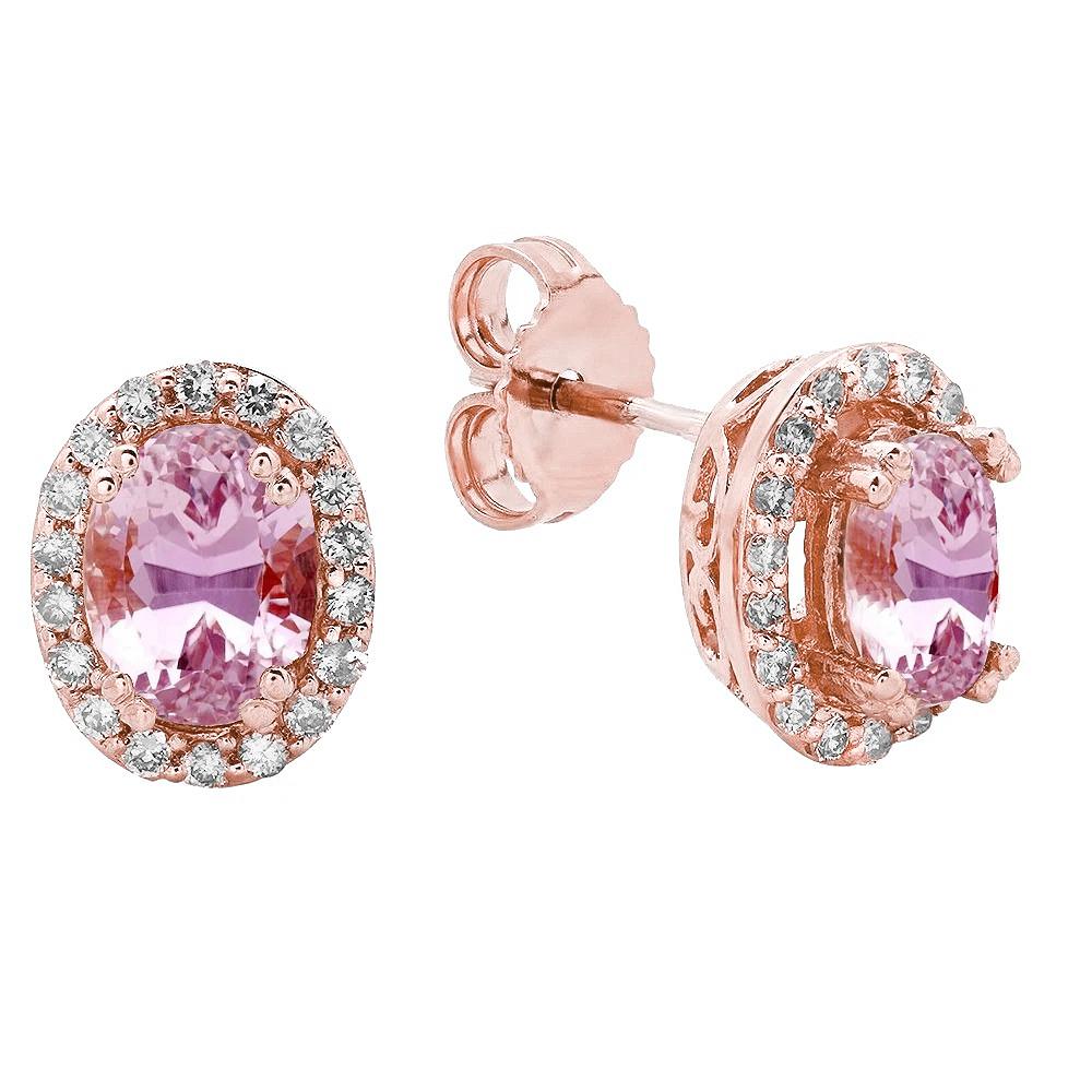 Dames Oorknopjes 20,80 Ct Kunzite Met diamanten roségoud 14K - harrychadent.nl