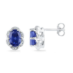 Dames Oorknopjes Halo 4.50 Karaat Saffier & Diamanten