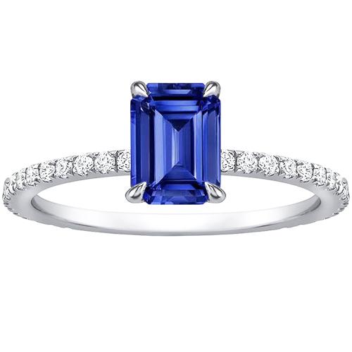 Dames Solitaire Accenten Ring smaragd blauwe saffier & diamant 4 karaat - harrychadent.nl