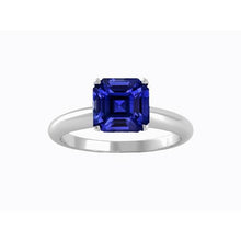 Afbeelding in Gallery-weergave laden, Dames Solitaire Asscher-vormige ring blauwe saffier 1,50 karaat - harrychadent.nl

