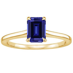 Dames Solitaire Ring Geel Goud Smaragd Ceylon Sapphire 2,50 Karaat