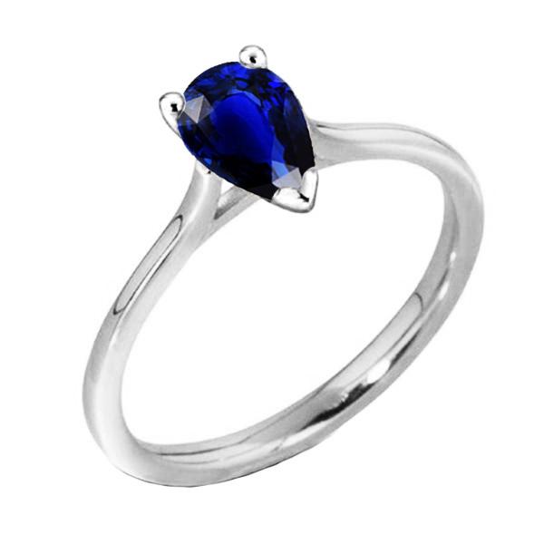 Dames Solitaire Ring Peervormige Ceylon Sapphire 14K Goud 1 Karaat - harrychadent.nl