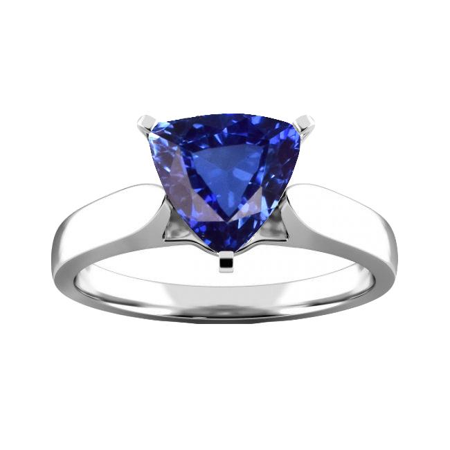 Dames Solitaire Trillion Sapphire Ring 1,50 karaat witgouden sieraden - harrychadent.nl