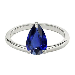 Dames Solitaire Trouwring Peer Geslepen Blauwe Saffier 2,50 Karaat