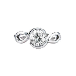 Dames Solitaire oude geslepen ronde diamanten ring 1 karaat gedraaide stijl