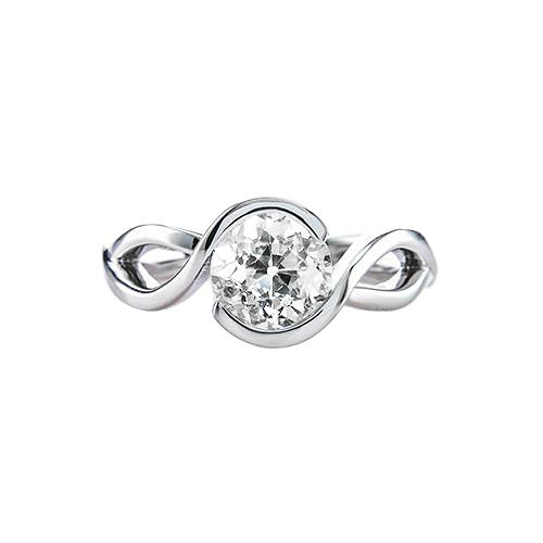 Dames Solitaire oude geslepen ronde diamanten ring 1 karaat gedraaide stijl - harrychadent.nl