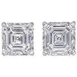 Dames Stud Earring Asscher Cut Diamond 2 karaat goud 14K Nieuw