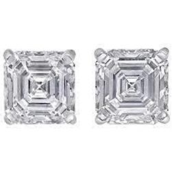 Dames Stud Earring Asscher Cut Diamond 2 karaat goud 14K Nieuw - harrychadent.nl
