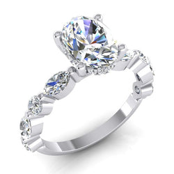 Ovaal Geslepen Verborgen Halo Natuurlijke Echte Mijnen Diamanten (Niet Labgekweekt) Ring Met Accenten
