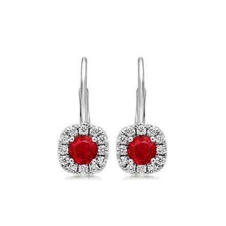 Dames bengelen oorbellen 4,40 karaat robijn en diamanten wit goud 14K - harrychadent.nl