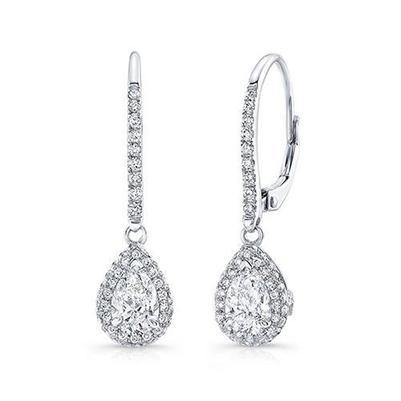 Dames bengelen oorbellen 4,80 karaat sprankelende Diamanten wit goud 14K - harrychadent.nl