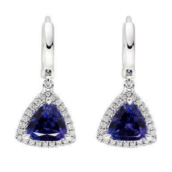 Dames bengelen oorbellen 5.48 karaat tanzaniet met diamanten Wg 14K