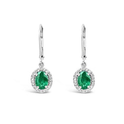 Dames bengelen oorbellen groene smaragd en diamanten 5.30 karaat
