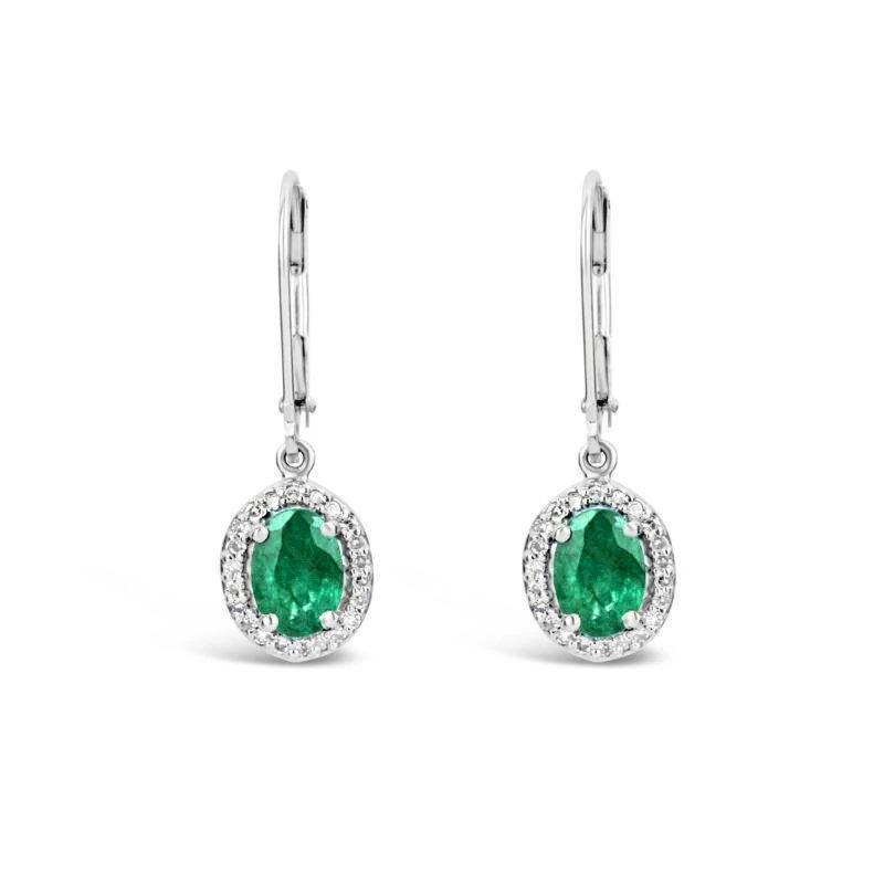 Dames bengelen oorbellen groene smaragd en diamanten 5.30 karaat - harrychadent.nl