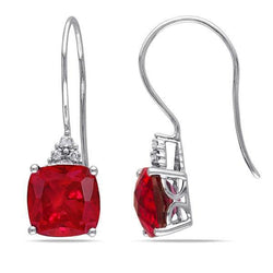 Dames bungel oorbellen 8.30 ct robijn met diamanten wit goud 14k