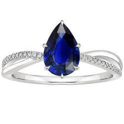 Dames diamanten blauwe saffier ring 5 karaat sprankelende witgouden sieraden