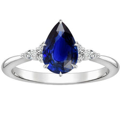 Dames diamanten jubileum ring peer geslepen blauwe saffier centrum 5 karaat