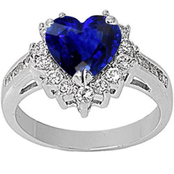 Dames diamanten juwelen hart Ceylon saffier ring 3,50 karaat