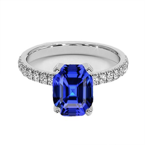Dames diamanten ring Asscher Sri Lankaanse saffier 9,25 karaat goud - harrychadent.nl