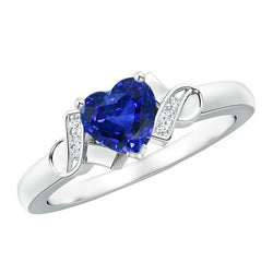 Dames diamanten ring hart blauwe saffier gouden liefde sieraden 3,25 karaat