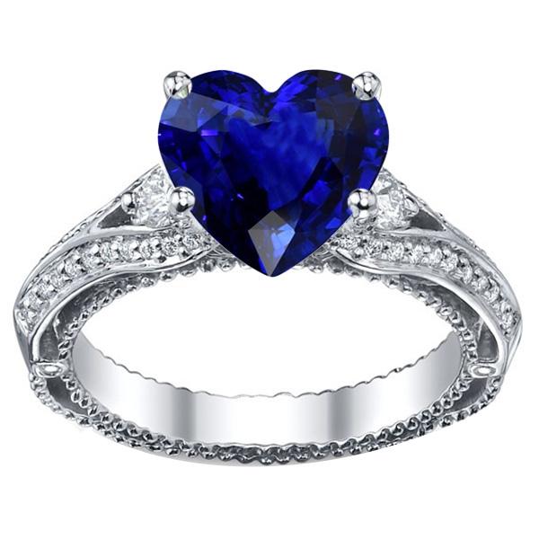 Dames diamanten ring hartvormige saffier 4,50 karaat vintage stijl - harrychadent.nl