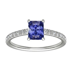 Dames diamanten ring met stralende blauwe saffier edelsteen sieraden 3 karaat