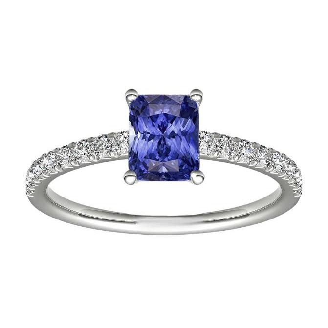 Dames diamanten ring met stralende blauwe saffier edelsteen sieraden 3 karaat - harrychadent.nl