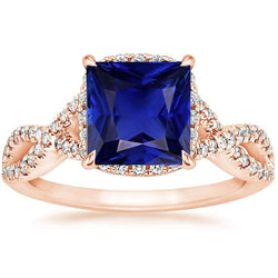 Dames diamanten ring prinses Ceylon saffier met accenten 6,25 karaat