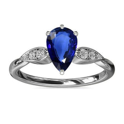 Dames diamanten sieraden Ceylon saffier ring 2 karaat wit goud 14K