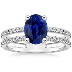 Dames diamanten sieraden blauwe saffier dubbele schacht accenten 4 karaat