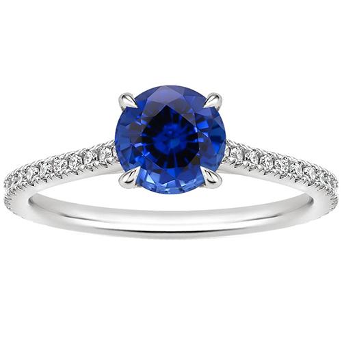 Dames diamanten sieraden geaccentueerd ronde Ceylon saffier 2,50 karaat goud - harrychadent.nl