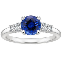 Dames diamanten sieraden ronde Ceylon saffier vijf stenen 2,50 karaat