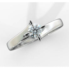 Afbeelding in Gallery-weergave laden, Dames diamanten solitaire ring 1 karaat gedraaide schacht wit goud 14K - harrychadent.nl
