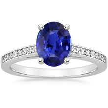 Afbeelding in Gallery-weergave laden, Dames edelsteen Ceylon saffier ring kanaal set diamanten 4,50 karaat - harrychadent.nl
