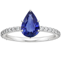 Dames edelsteen ring blauwe saffier en diamanten gouden sieraden 5,25 karaat
