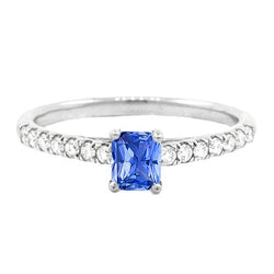 Dames edelsteen ring met diamanten stralende geslepen saffier 1,50 karaat